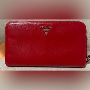 Prada Red Leather Wallet